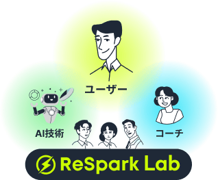 AI技術×ユーザー×専属コーチの三者連携。ReSpark Lab 専門家チームがあなたの学習を設計・伴走